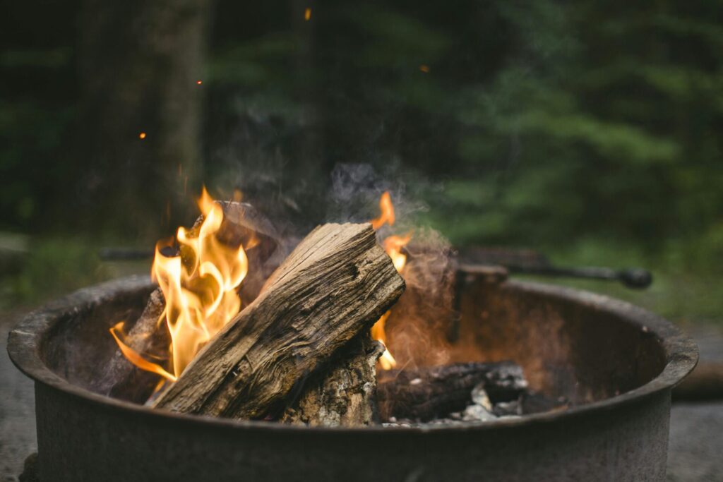 campfire in a campground